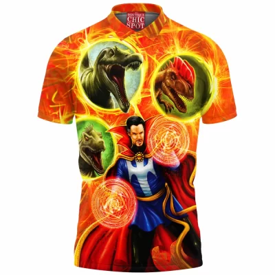 Comic Polo Shirt, Doctor Strange Polo Shirt, Dinosaur Polo Shirt