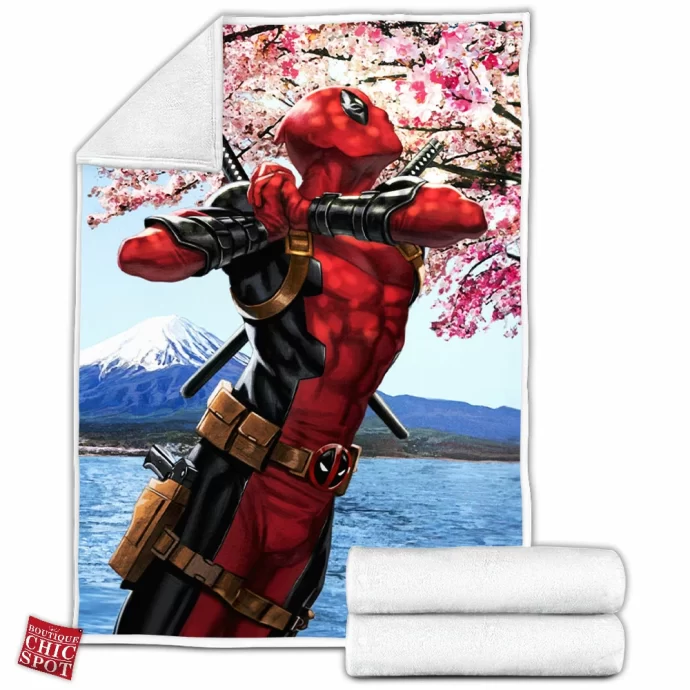 Mount Fugi X X Deadpool Fleece Blanket