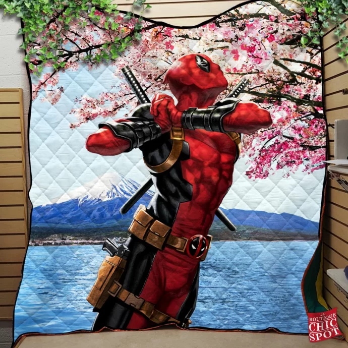 Mount Fugi X X Deadpool Quilt Blanket