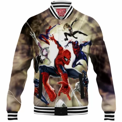 Comic Baseball-Jacket, Spider-man Baseball-Jacket, Spider-Verse Baseball-Jacket