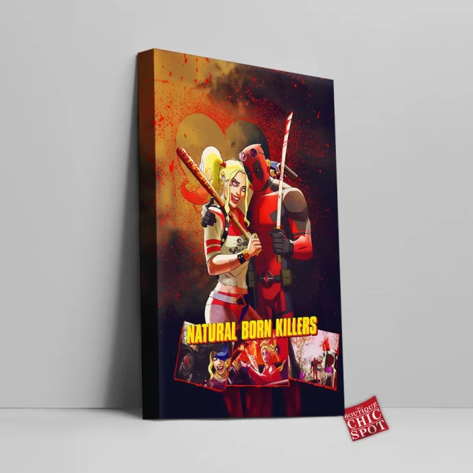 Deadpool And Harley Quinn Canvas Wall Art