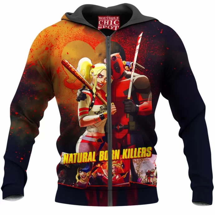 Deadpool And Harley Quinn Zip Hoodie