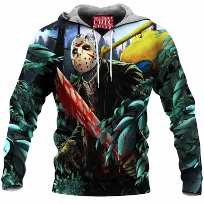 Friday The 13th Fleece-Hoodie, Horror Fleece-Hoodie, Jason Voorhees Fleece-Hoodie