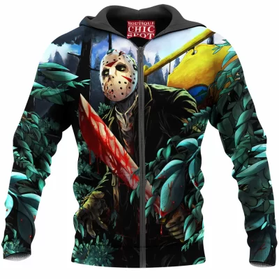 Friday The 13th Zip-Hoodie, Horror Zip-Hoodie, Jason Voorhees Zip-Hoodie