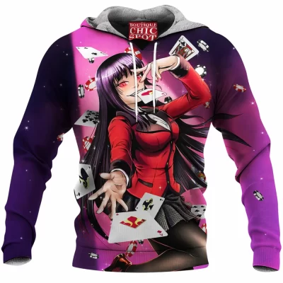 Anime Fleece-Hoodie, Kakegurui Fleece-Hoodie, Yumeko Jabami Fleece-Hoodie
