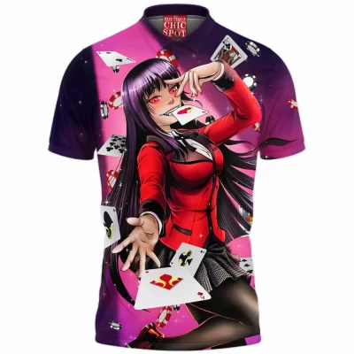 Anime Polo Shirt, Kakegurui Polo Shirt, Yumeko Jabami Polo Shirt