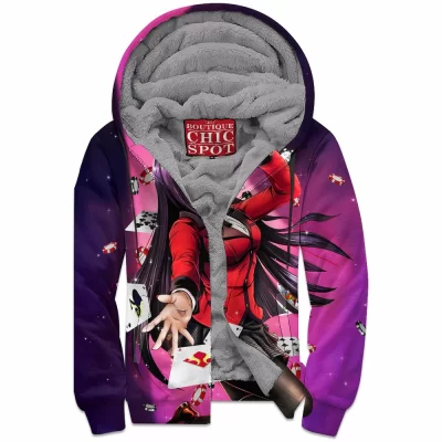 Anime Zip-Fleece-Hoodie, Kakegurui Zip-Fleece-Hoodie, Yumeko Jabami Zip-Fleece-Hoodie