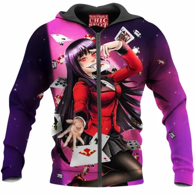 Anime Zip-Hoodie, Kakegurui Zip-Hoodie, Yumeko Jabami Zip-Hoodie