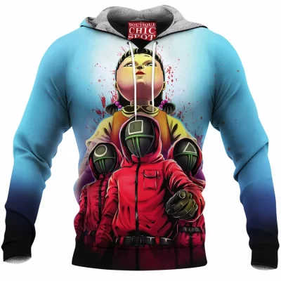 Squid Game Fleece-Hoodie, Horror Fleece-Hoodie