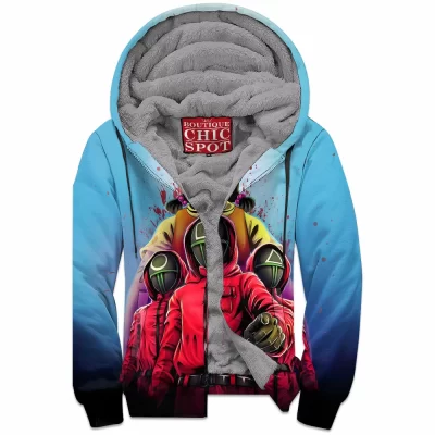 Squid Game Zip-Fleece-Hoodie, Horror Zip-Fleece-Hoodie
