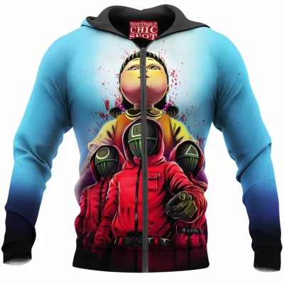 Squid Game Zip-Hoodie, Horror Zip-Hoodie
