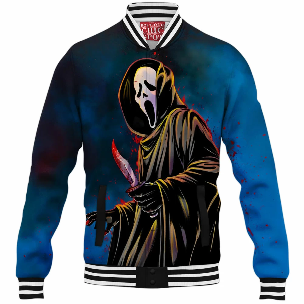 Ghostface Baseball-Jacket, Horror Baseball-Jacket, Scream Baseball-Jacket 1 T TRINH Boutique 2956 Baseball Jacket