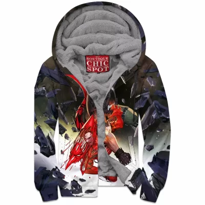 Comic Zip-Fleece-Hoodie, Red Goblin Zip-Fleece-Hoodie