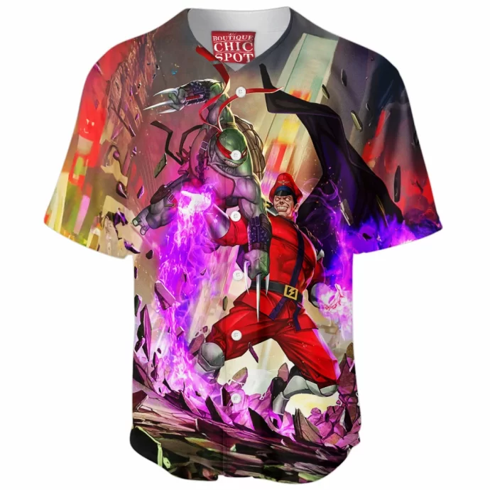 M Bison Vs Tmnt Baseball Jersey