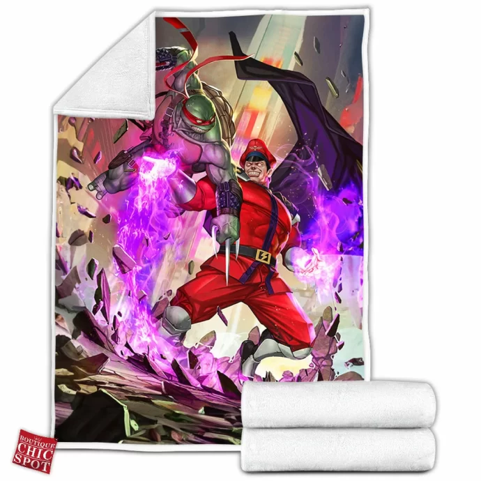 M Bison Vs Tmnt Fleece Blanket