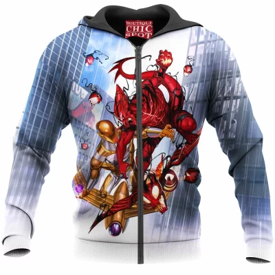 Comic Zip-Hoodie, Red Goblin Zip-Hoodie