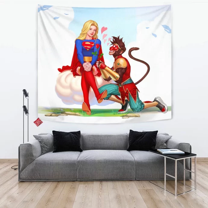 Monkey King And Supergirl Tapestry