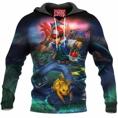 Anime Hoodie, Pokemon Hoodie, Ash Ketchum Hoodie