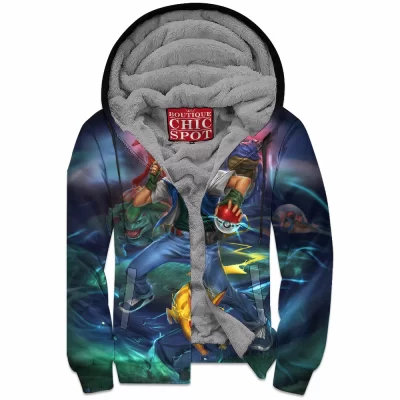 Anime Zip-Fleece-Hoodie, Pokemon Zip-Fleece-Hoodie, Ash Ketchum Zip-Fleece-Hoodie