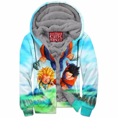 Anime Zip-Fleece-Hoodie, Goku Zip-Fleece-Hoodie, Dragon Ball Zip-Fleece-Hoodie