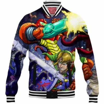 Game Baseball-Jacket, Samus Baseball-Jacket, Zelda Link Baseball-Jacket