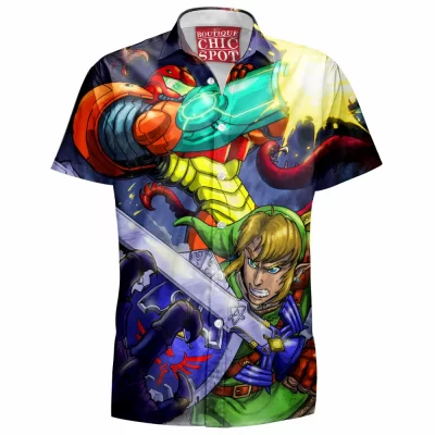 Game Hawaiian-Shirt, Samus Hawaiian-Shirt, Zelda Link Hawaiian-Shirt