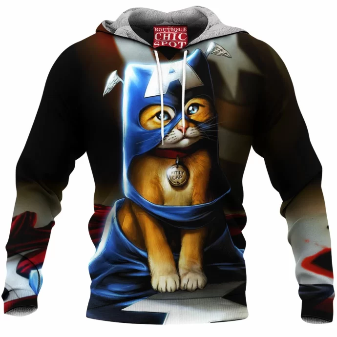 Kitty Captain America Fleece Hoodie