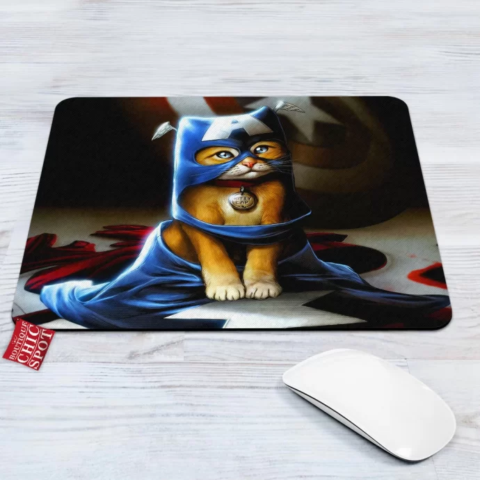 Kitty Captain America Mouse Pad