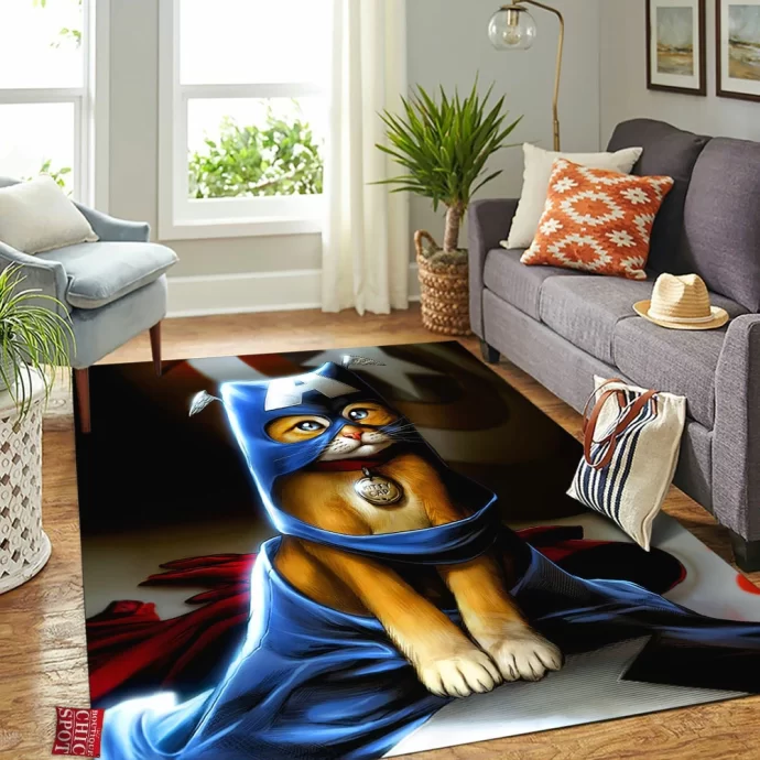 Kitty Captain America Rectangle Rug