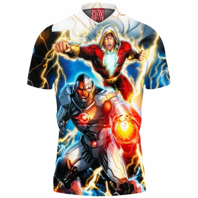 Comic Polo Shirt, Shazam Polo Shirt