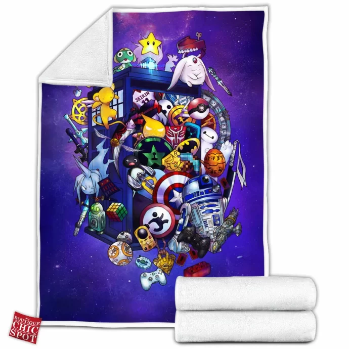 Pop Culture Tardis Fleece Blanket