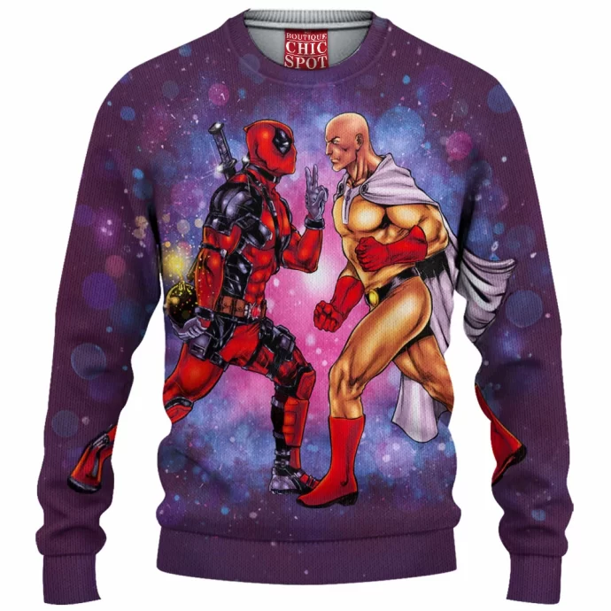 Deadpool Vs Saitama Knitted Sweater