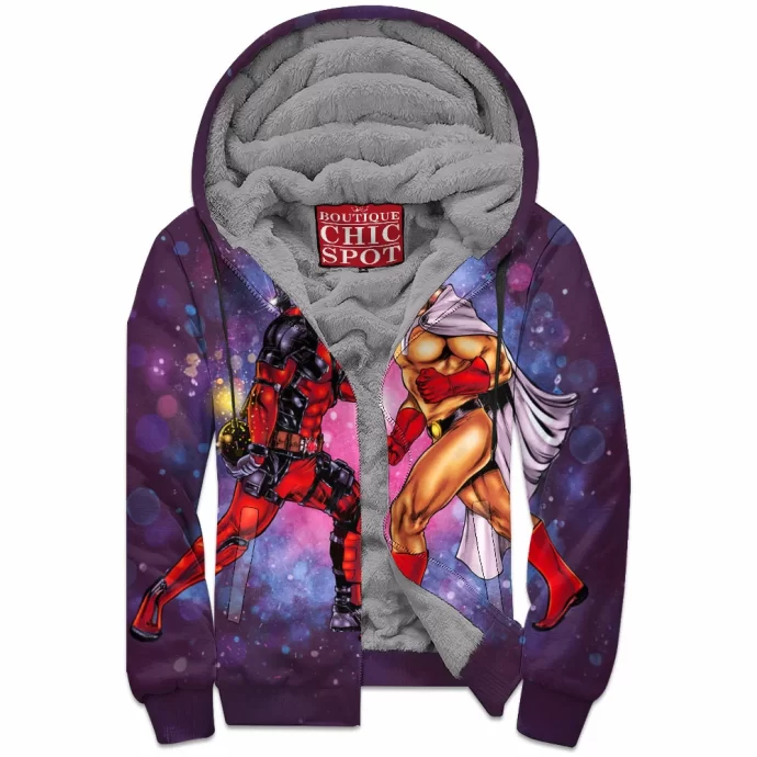 Deadpool Vs Saitama Zip Fleece Hoodie