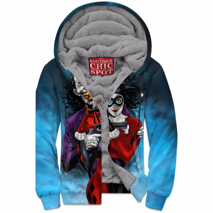 Joker And Harley Quinn Zip Fleece Hoodie