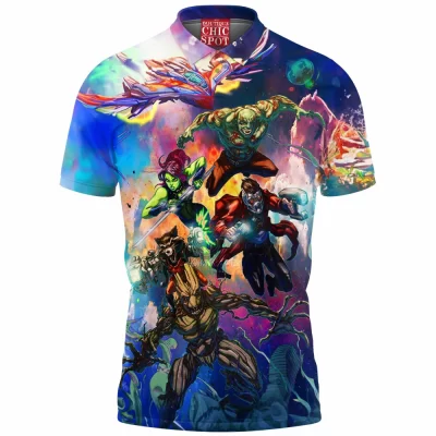 Comic Polo Shirt, Guardians of The Galaxy Polo Shirt