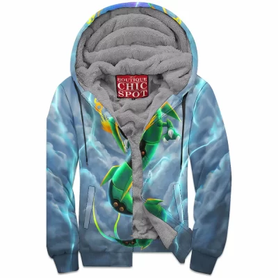 Anime Zip-Fleece-Hoodie, Digimon Zip-Fleece-Hoodie, Rayquaza Zip-Fleece-Hoodie