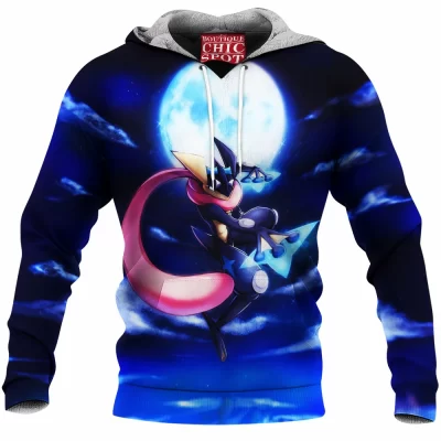 Anime Fleece-Hoodie, Greninja Fleece-Hoodie, Pokemon Fleece-Hoodie