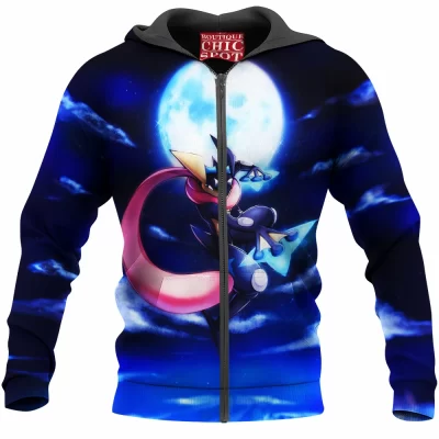Anime Zip-Hoodie, Greninja Zip-Hoodie, Pokemon Zip-Hoodie