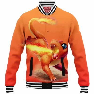 Anime Baseball-Jacket, Charmander Baseball-Jacket, Pokemon Baseball-Jacket