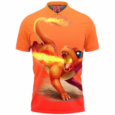 Anime Polo Shirt, Charmander Polo Shirt, Pokemon Polo Shirt