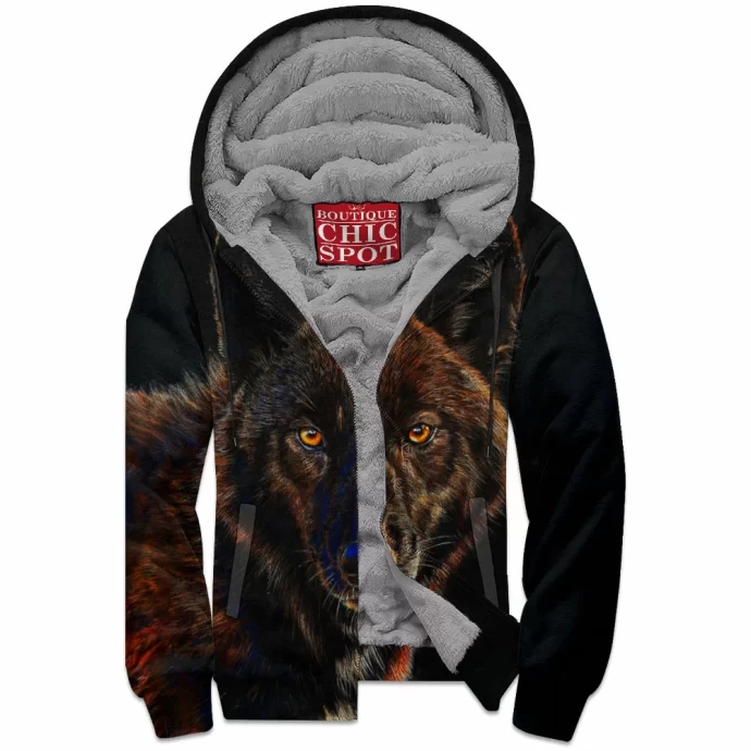 Wolf Zip Fleece Hoodie