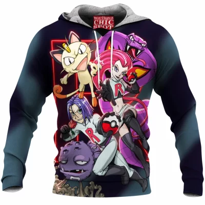Anime Fleece-Hoodie, Pokemon Team Rocket Fleece-Hoodie