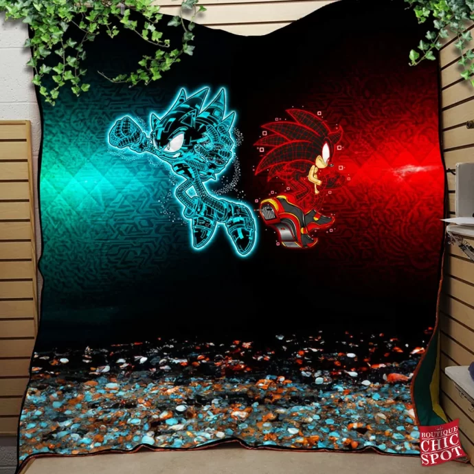 Cyber Sonic Quilt Blanket