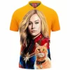 Comic Polo Shirt, Captain Marvel Polo Shirt