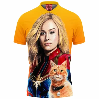 Comic Polo Shirt, Captain Marvel Polo Shirt