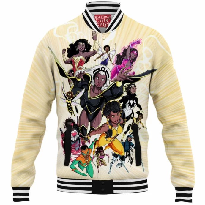 Black Marvel Dc Heros Baseball Jacket