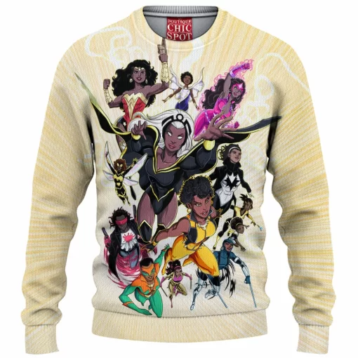 Black Marvel Dc Heros Knitted Sweater