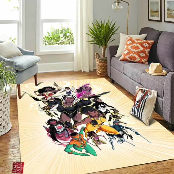 Black Marvel Dc Heros Rectangle Rug