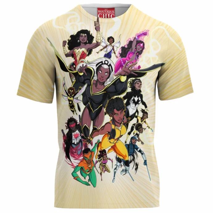 Black Marvel Dc Heros T-Shirt