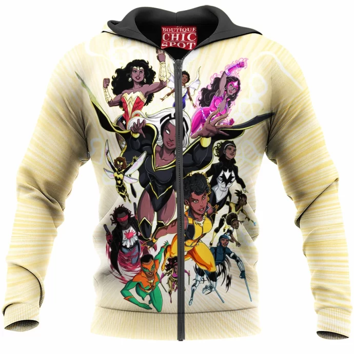 Black Marvel Dc Heros Zip Hoodie